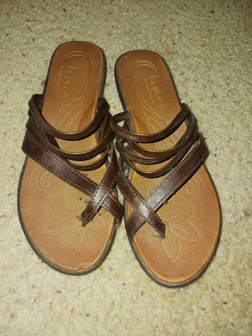 & Other Stories Brown Leather Multi-Strap Slide Sandals